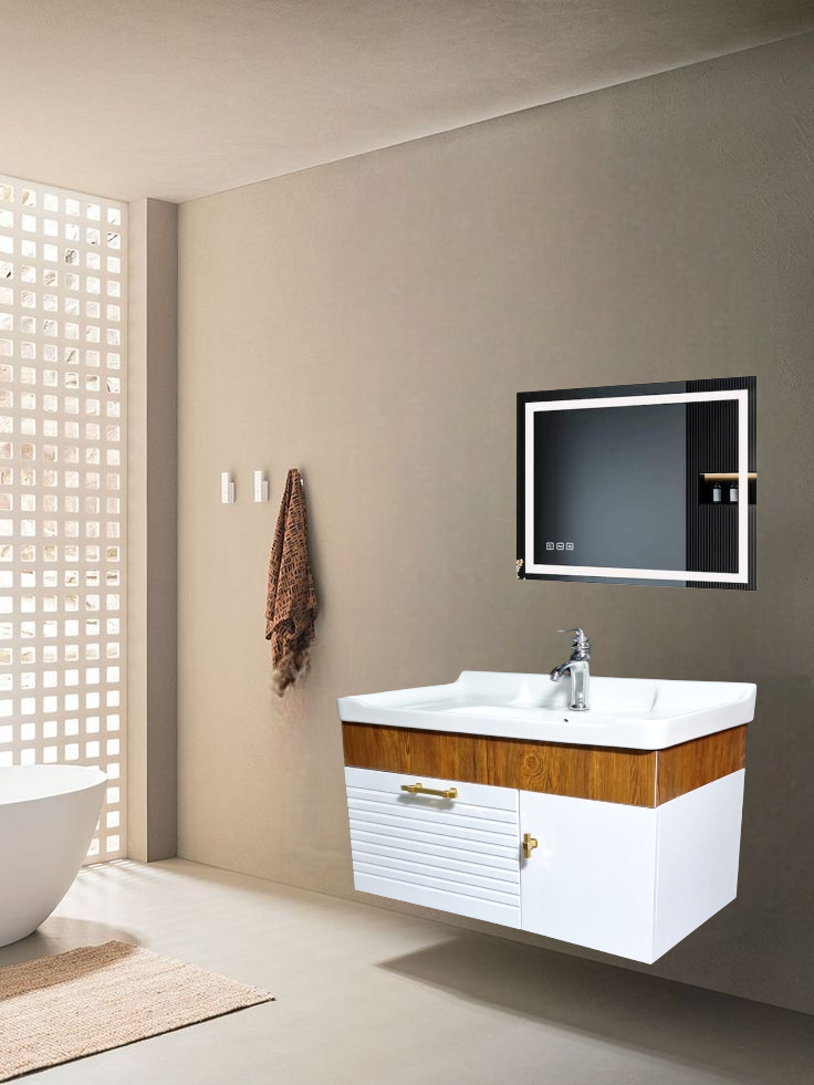 32" PVC Vanity With LED Mirror - Sleek & Waterproof for Modern Homes