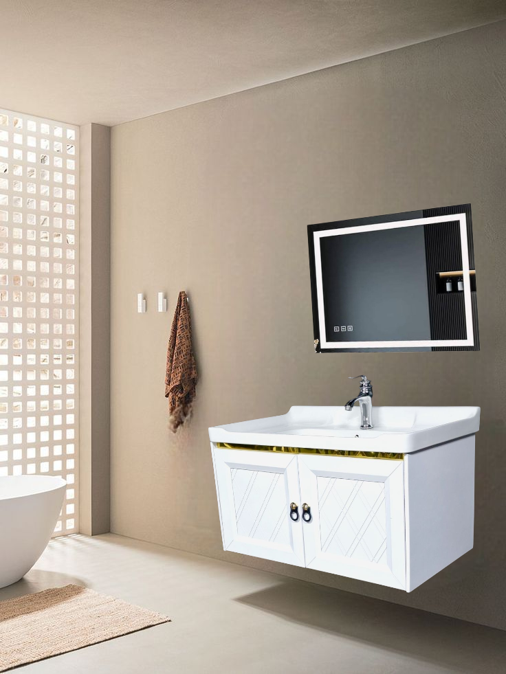 32" PVC Vanity With LED Mirror - Sleek & Waterproof for Modern Homes