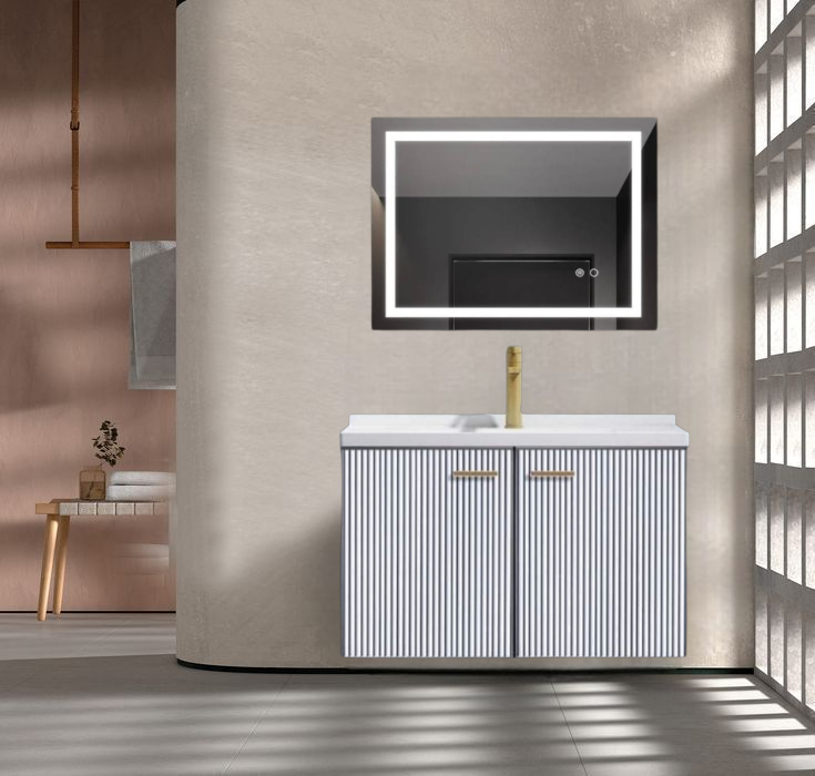 32" PVC Vanity With LED Mirror - Sleek & Waterproof for Modern Homes