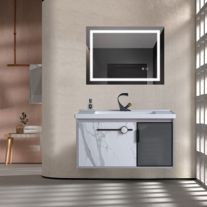 32" PVC Vanity With LED Mirror - Sleek & Waterproof for Modern Homes