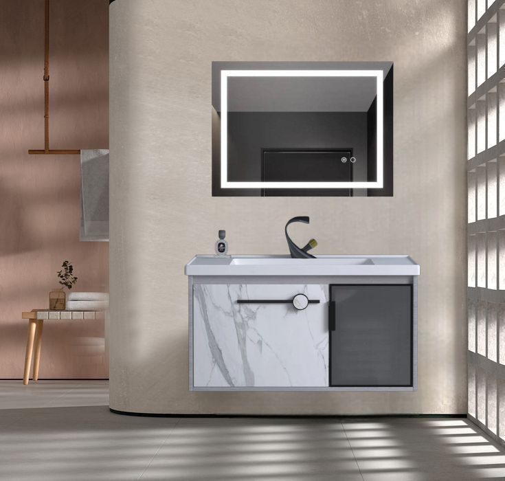 32" PVC Vanity With LED Mirror - Sleek & Waterproof for Modern Homes