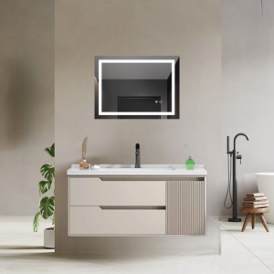 32" PVC Vanity With LED Mirror - Sleek & Waterproof for Modern Homes