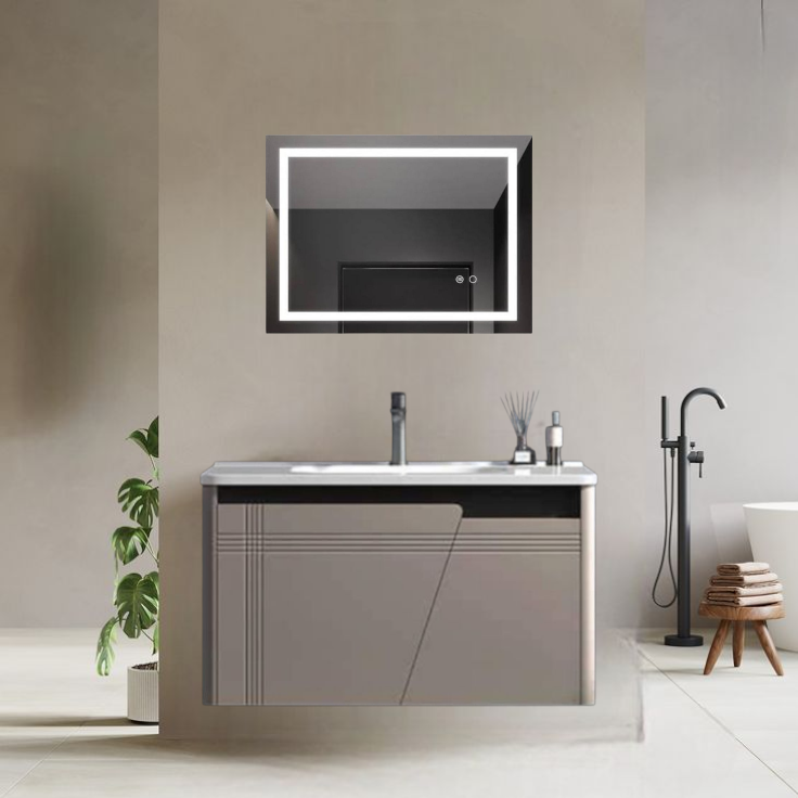 32" PVC Vanity With LED Mirror - Sleek & Waterproof for Modern Homes