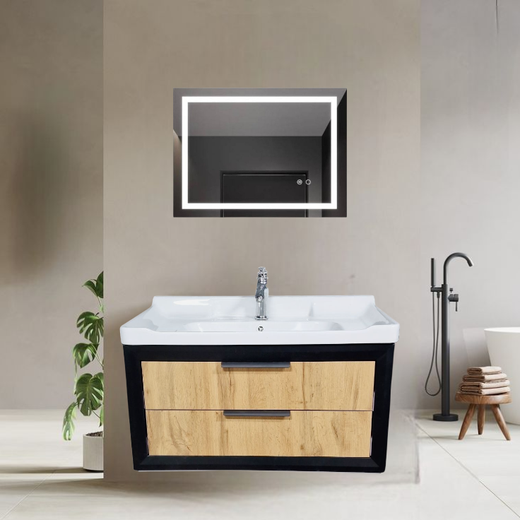 32" PVC Vanity With LED Mirror - Sleek & Waterproof for Modern Homes