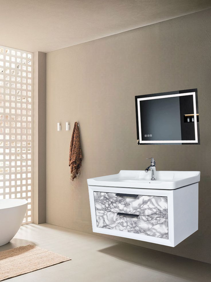 32" PVC Vanity With LED Mirror - Sleek & Waterproof for Modern Homes