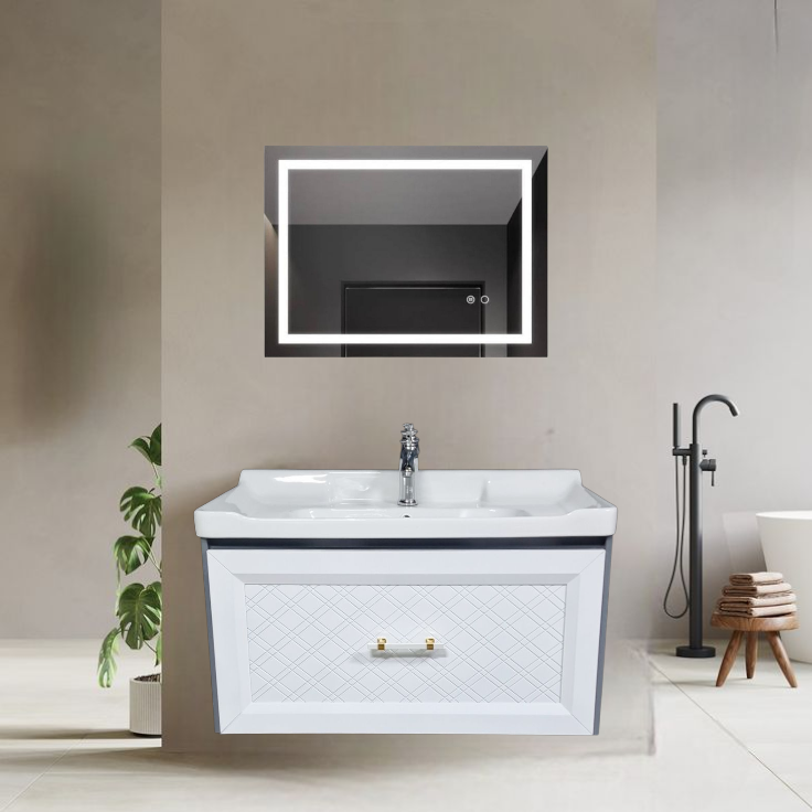 32" PVC Vanity With LED Mirror - Sleek & Waterproof for Modern Homes