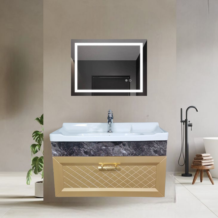 32" PVC Vanity With LED Mirror - Sleek & Waterproof for Modern Homes