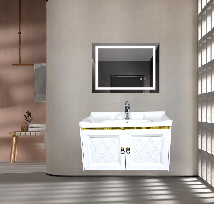 32" PVC Vanity With LED Mirror - Sleek & Waterproof for Modern Homes