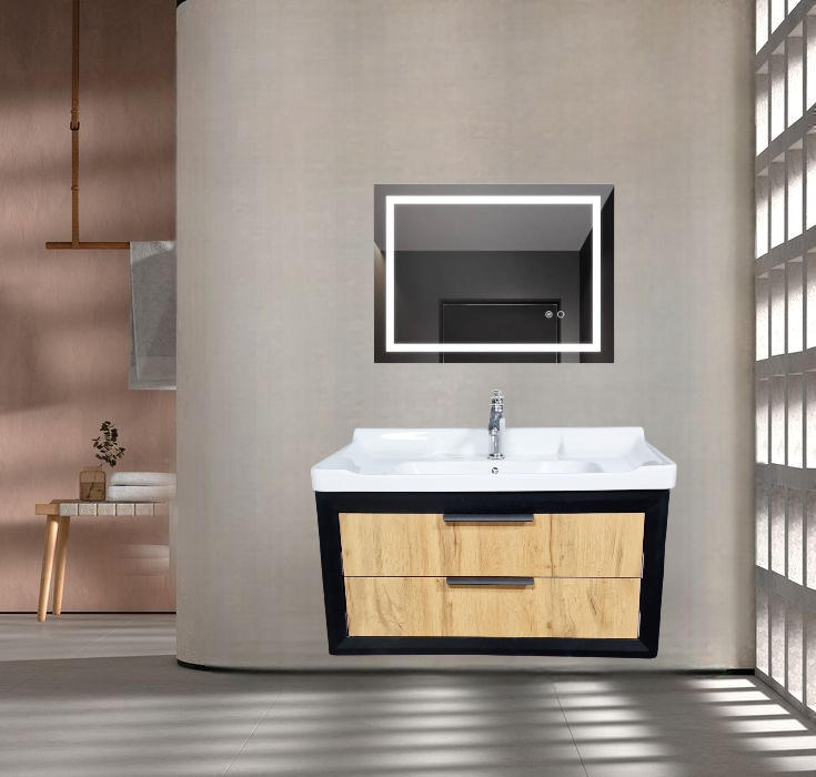 32" PVC Vanity With LED Mirror - Sleek & Waterproof for Modern Homes