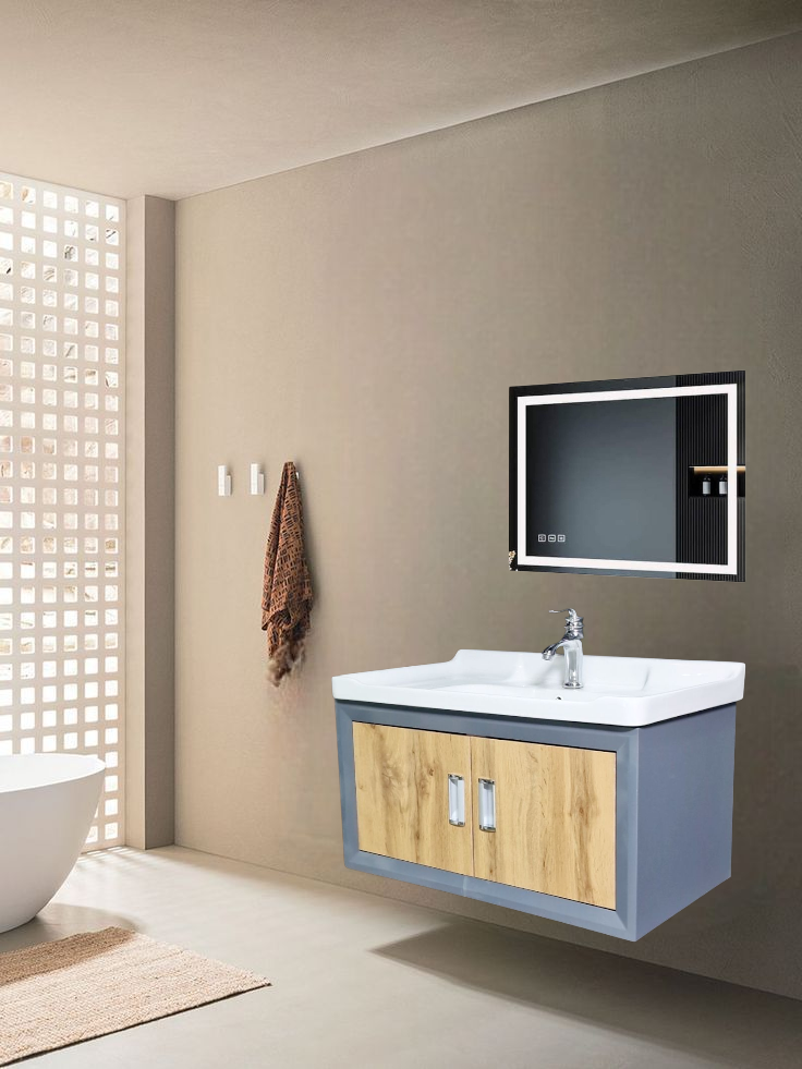32" PVC Vanity With LED Mirror - Sleek & Waterproof for Modern Homes