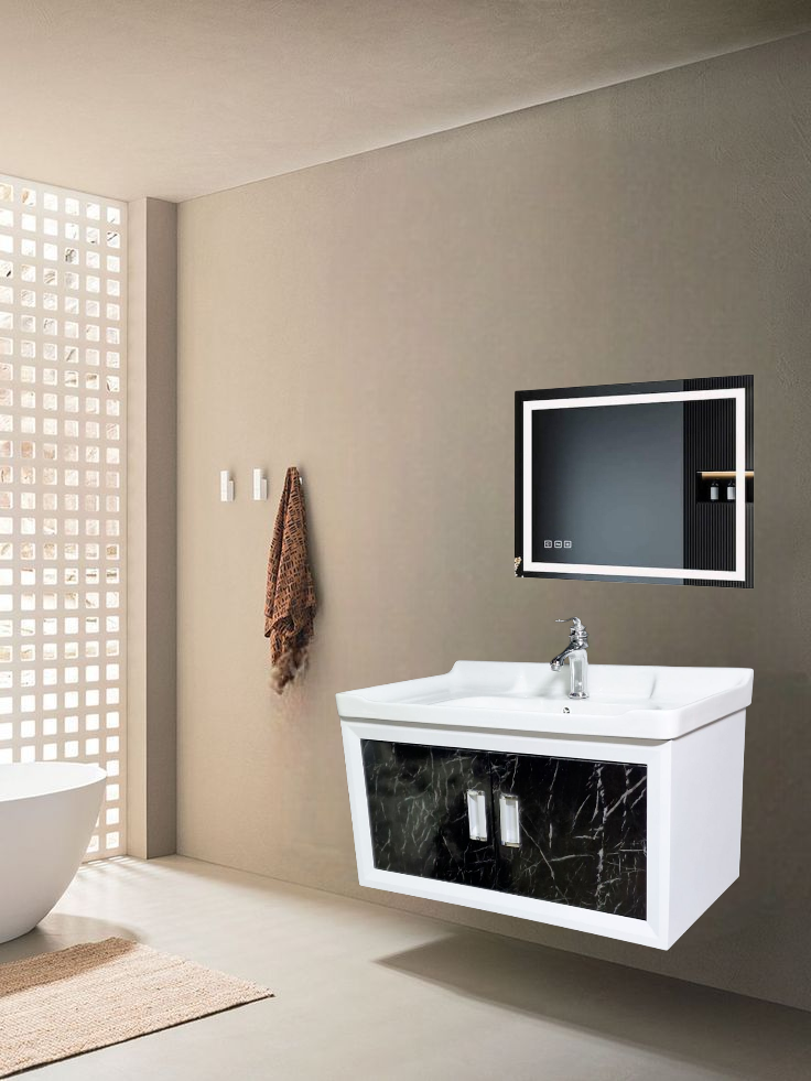 32" PVC Vanity With LED Mirror - Sleek & Waterproof for Modern Homes