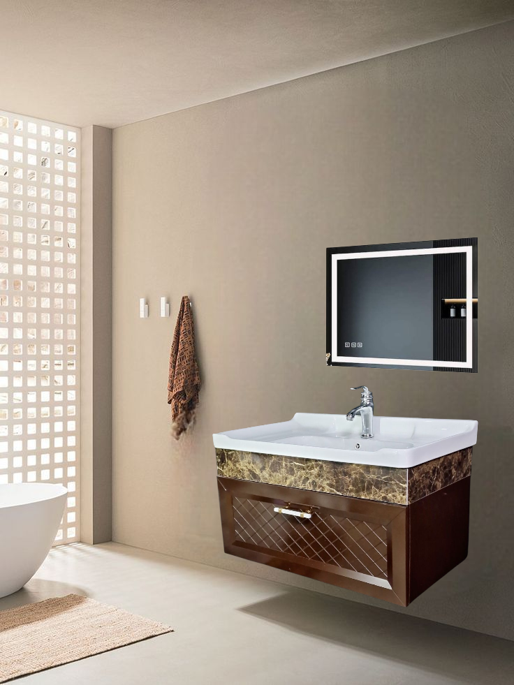 32" PVC Vanity With LED Mirror - Sleek & Waterproof for Modern Homes