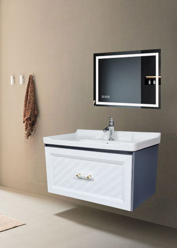 32" PVC Vanity With LED Mirror - Sleek & Waterproof for Modern Homes